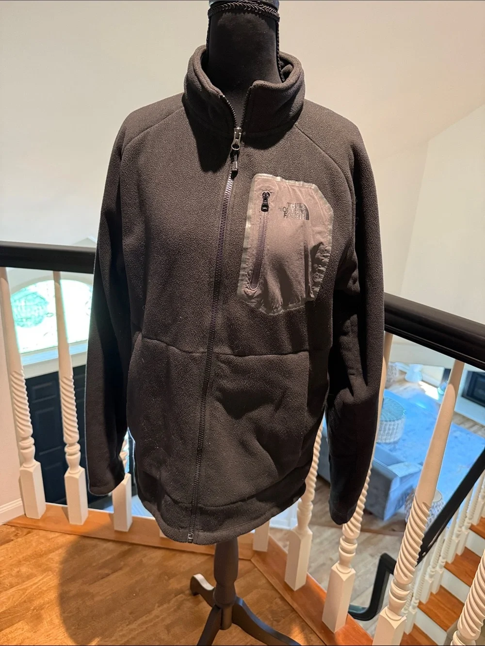 The North Face Men's Charcoal Full-Zip Fleece Jacket with Chest Pocket